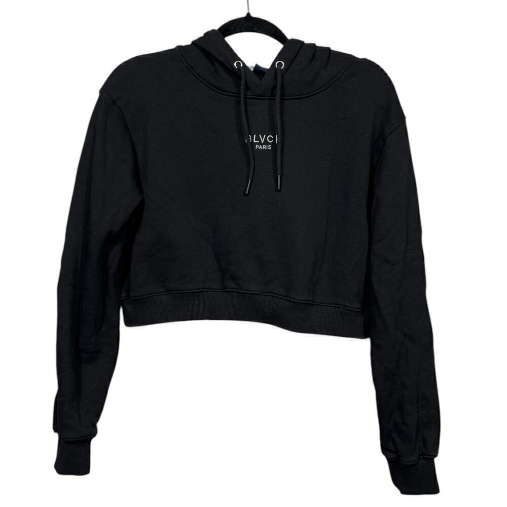 BLVCK Black Bold Cropped Hoodie / Size-Small